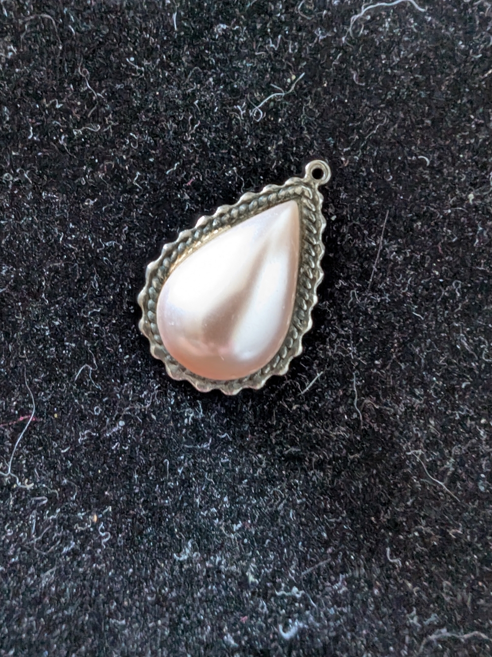 Pearl Teardrop With Silver Halo Pendant